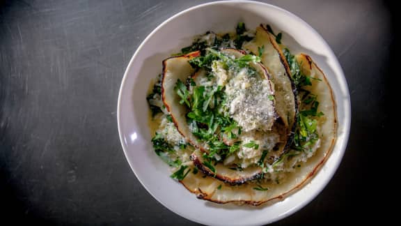 Risotto au kale et au chou brûlé