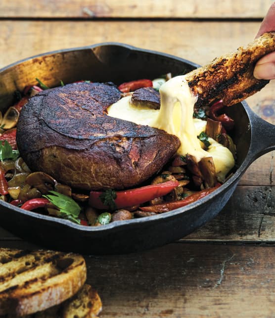 Brie fondant au boeuf à fondue au barbecue