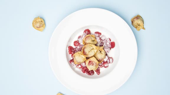 Dumplings à la tarte au sucre et aux framboises