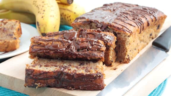 Pain marbré bananes et chocolat