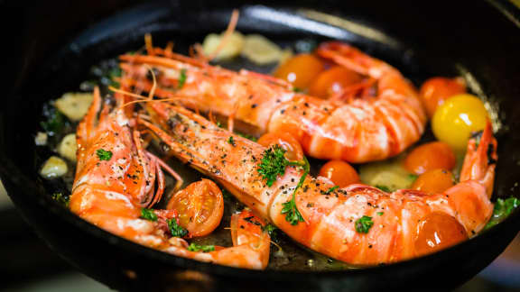 Crevettes flambées au whisky