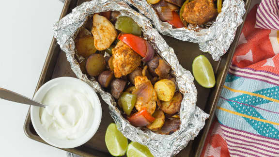 Fajitas au poulet en papillote d’aluminium