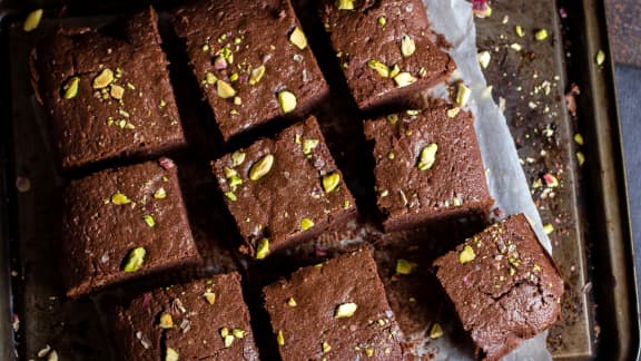 Brownie aux pistaches et canneberges