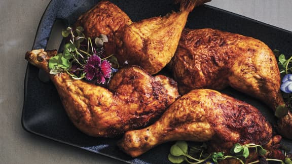 Dimanche soir : Cuisses de poulet, carottes, pistaches et feta
