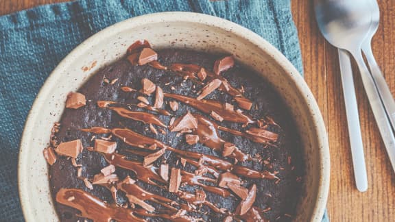 Gâteau choco-caramel au micro-ondes