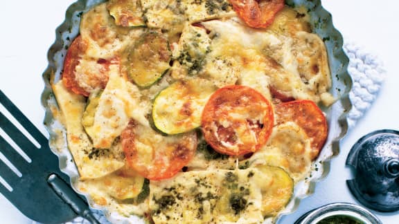 Casserole de tofu et de légumes au fromage gratiné