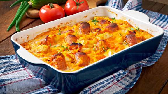 Samedi matin : Strata à la saucisse et aux légumes