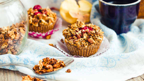 Muffins de quinoa aux pommes, canneberges et érable (sans gluten)