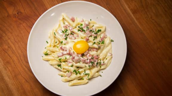 Pâtes au jambon style carbonara