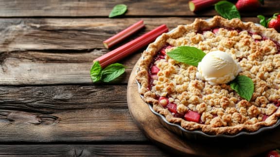 Croustade rhubarbe, fraises et pommes