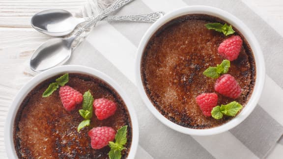 Crème brûlé au cacao et citrouille blanche