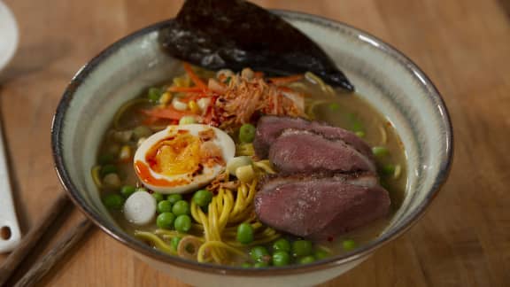 Soupe ramen au canard laqué