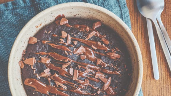 Gâteau choco-caramel au micro-ondes