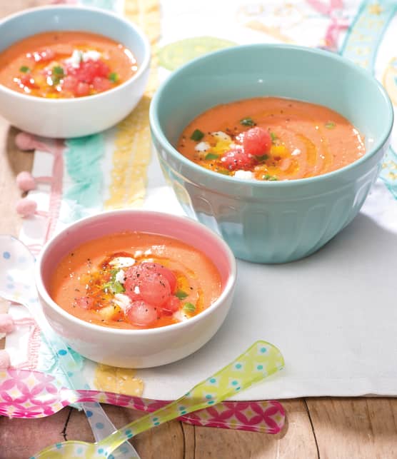 Gaspacho au melon d'eau et aux tomates