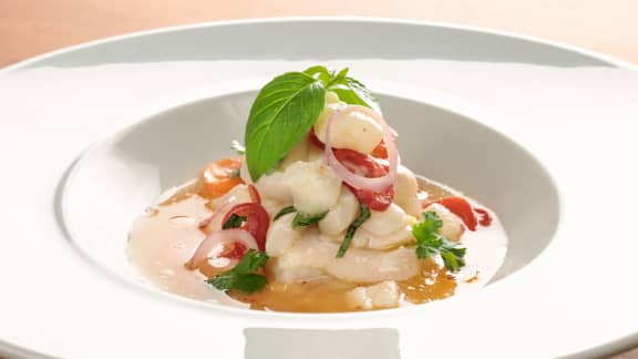 Ceviche de pétoncles et flétan