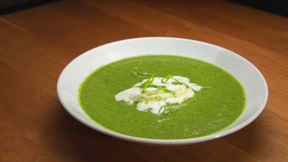 Potage au brocoli et aux épinards