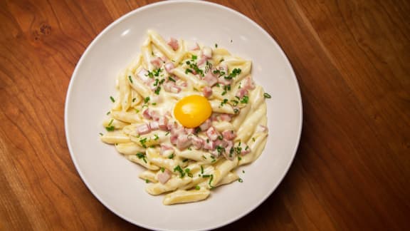 Pâtes au jambon style carbonara