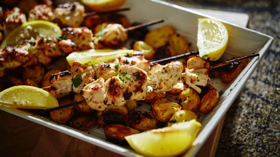 Mercredi : Brochettes de poulet souvlaki