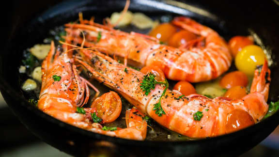 Crevettes flambées au whisky