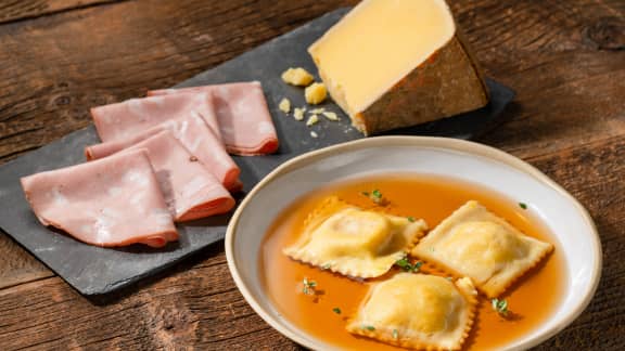 Raviolis à la Mortadella di Bologna et au Comté