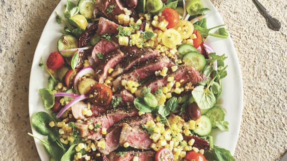 Salade de contre-filet de boeuf au balsamique