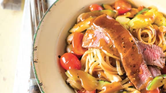 Linguines de chevreuil et légumes