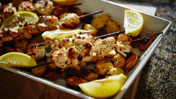 Dimanche soir : Brochettes de poulet souvlaki