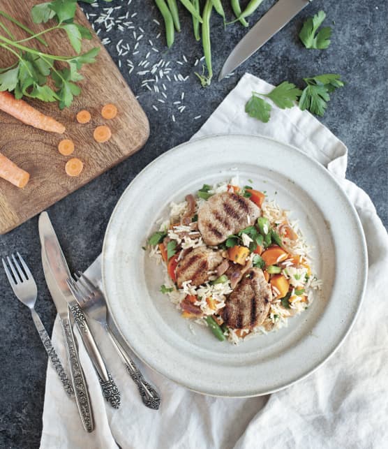 Filet de porc aux légumes racines