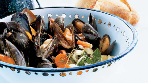 Moules au vin blanc et à l'ail