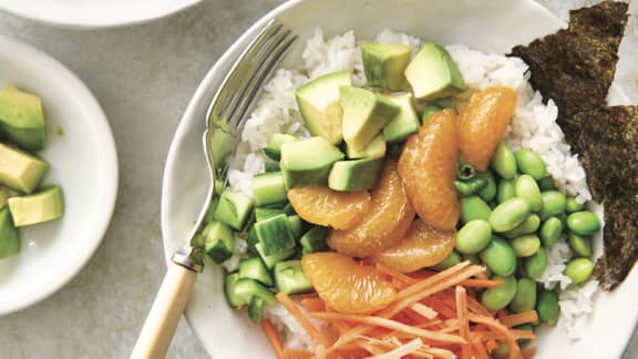 Dimanche midi : Bol de sushi végétarien à la mandarine