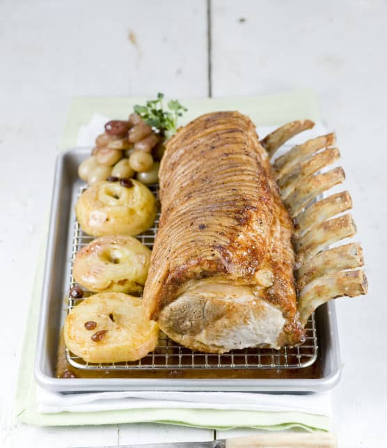 Longe de porc aux pommes, aux raisins et à l'érable