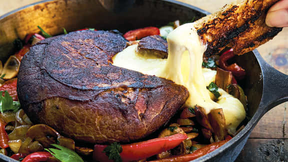 Brie fondant au boeuf à fondue