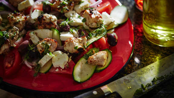 Salade grecque au poulet