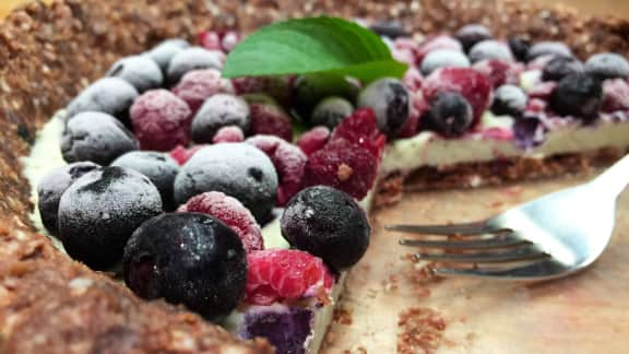 Tarte crémeuse aux mûres et à la menthe