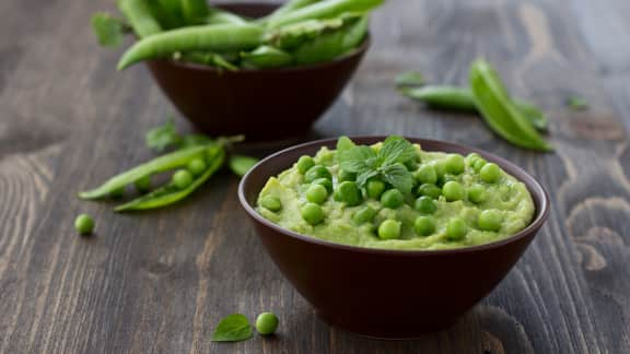 Purée de petits pois au bacon