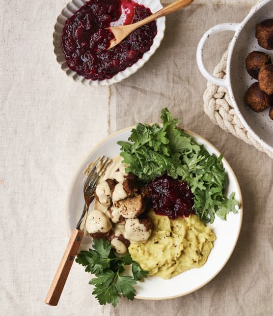 Boulettes suédoises véganes, purée de pommes de terre