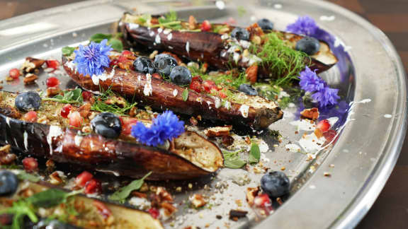 Dimanche midi : Aubergines rôties, sauce au yogourt