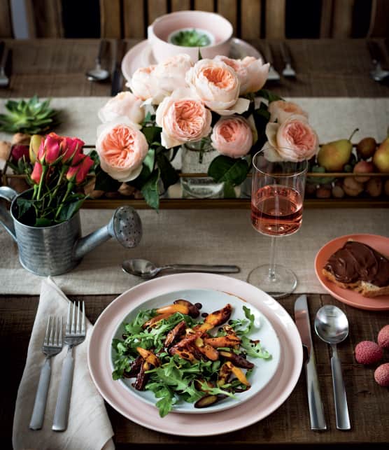 Salade de carottes à la réduction balsamique et cacao, sur lit de roquette