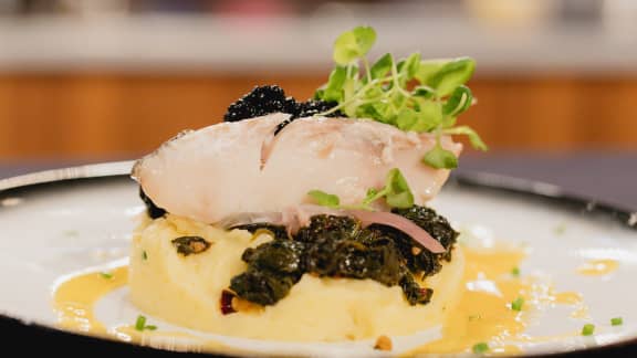 Morue charbonnière, sauce beurre blanc aux agrumes