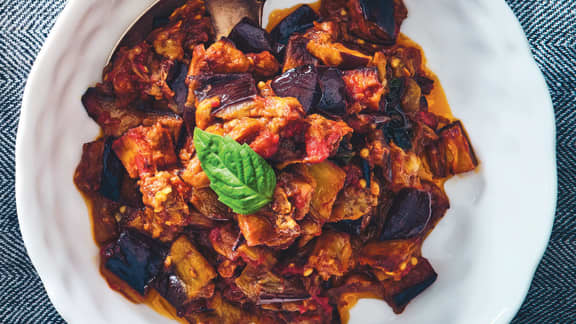 Melanzane funghetti (Aubergines en sauce tomate)