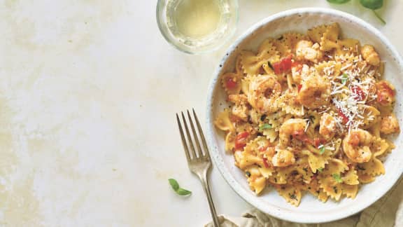 Mercredi : Pâtes aux crevettes épicées