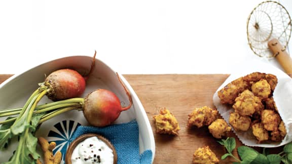 Bhajis aux légumes racines