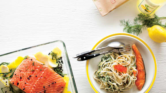 Dimanche soir : Gravlax et linguines citron-mascarpone