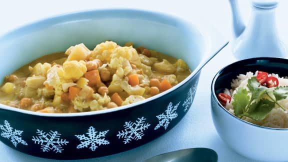 Curry de légumes, lait de coco et zeste d'orange