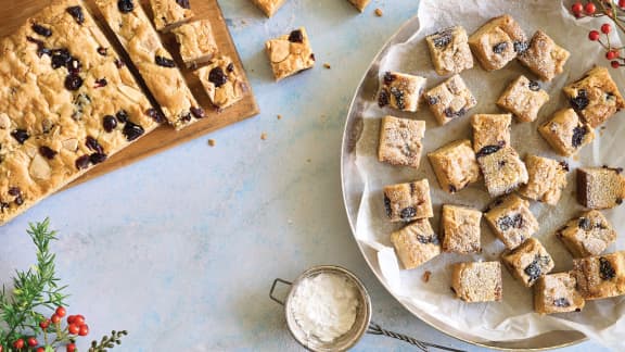 Blondies chocolat blanc et canneberges