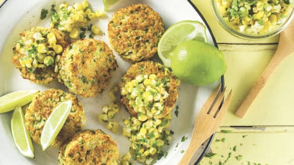 Lundi : Croquettes de crabe au jalapeño, salsa de maïs