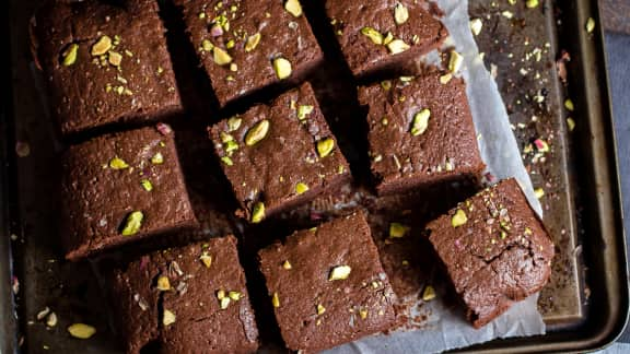 brownie aux pistaches et canneberges