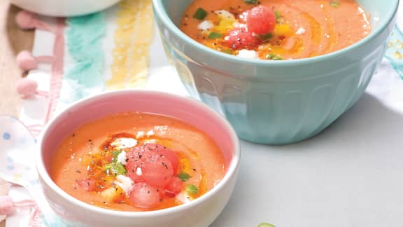 Gaspacho au melon d'eau et aux tomates