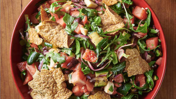 Salade de melons et halloumi grillé
