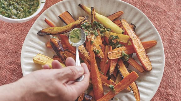 Carottes grillées, beurre citron et câpres